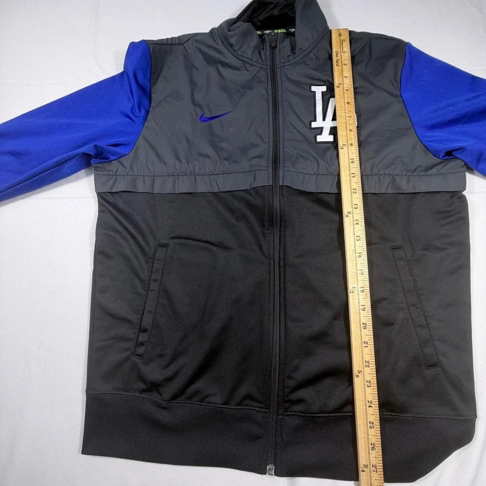 Nike BSBL Los Angeles Dodgers Full Zip Track Jacket Mens Large Grey Black Blue
